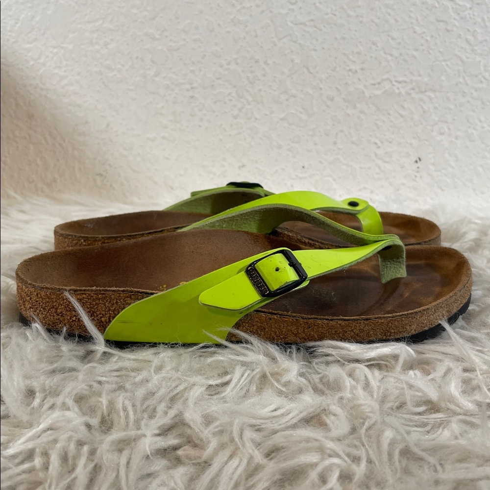 BIRKENSTOCK Adria Leather Thong Strappy Slip On Sandals Lime Green Size 37 (6) - Picture 4 of 12